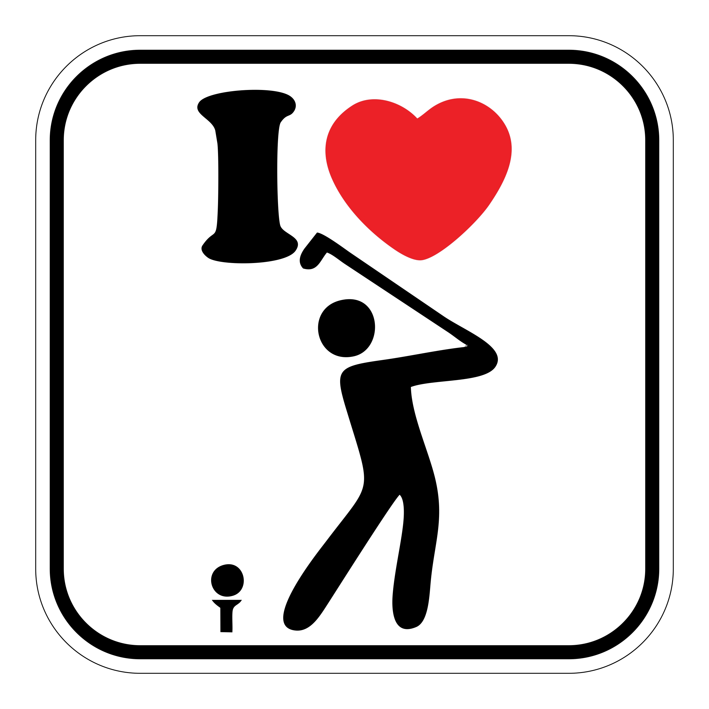 I Love Golf sticker 10cm x 10cm