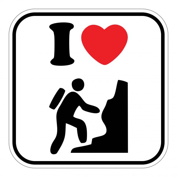 I Love Hiking sticker 10cm x 10cm