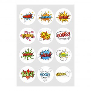 Stickerbom Vel Cartoon #2 12 stuks rond 6cm