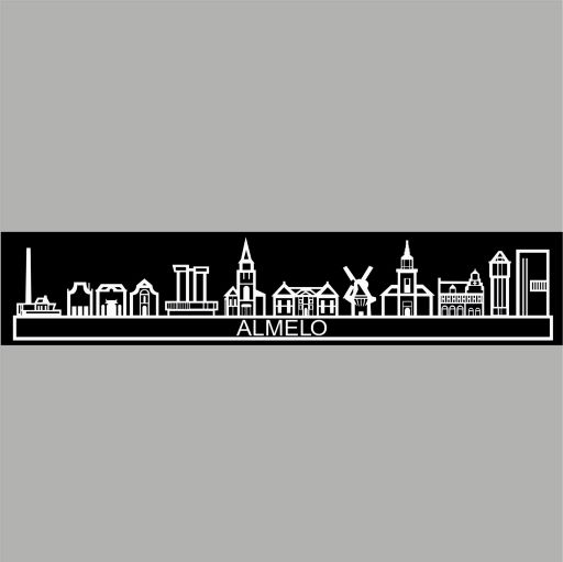 Sticker skyline Almelo wit