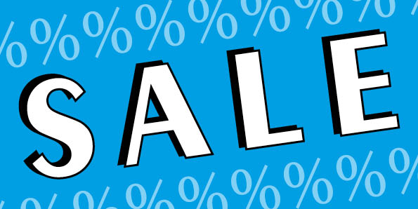 sale sticker blauw