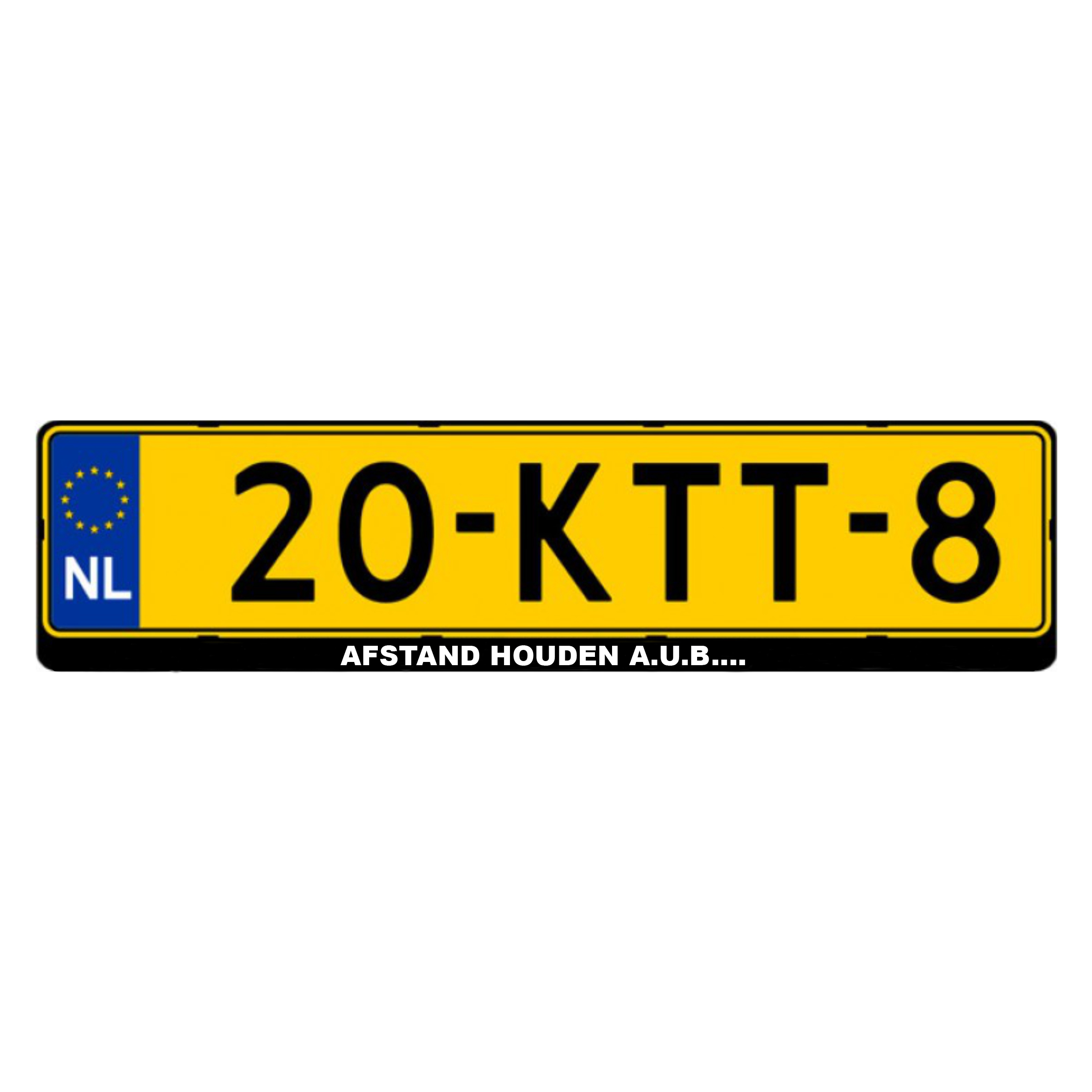 Kentekensticker, afstand houden a.u.b.