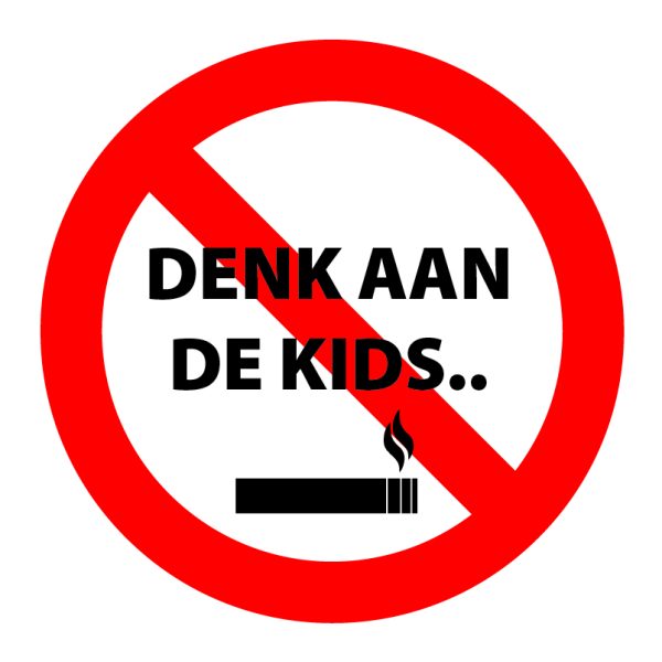 sticker denk aan de kids..