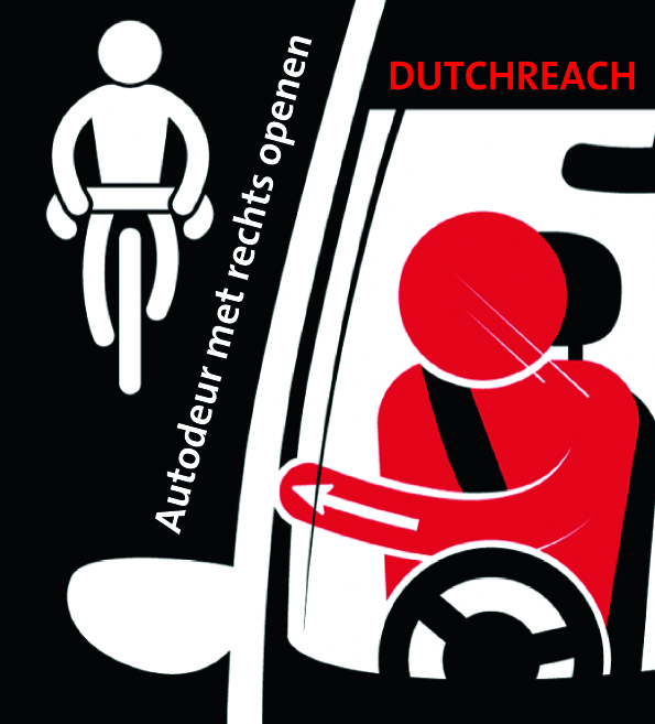 sticker Dutchreach, altijd met rechts de bestuurdersdeur openen