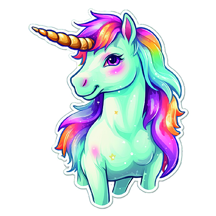 unicorn-sticker, vrijgesneden
